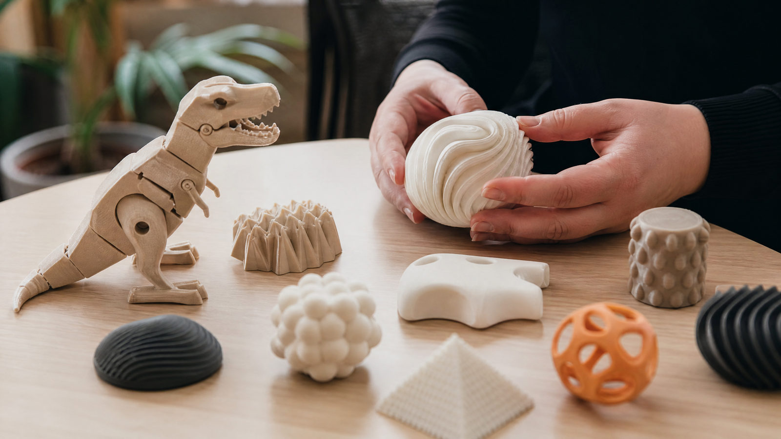 Objetos sensoriais e peças articuladas impressas em 3D