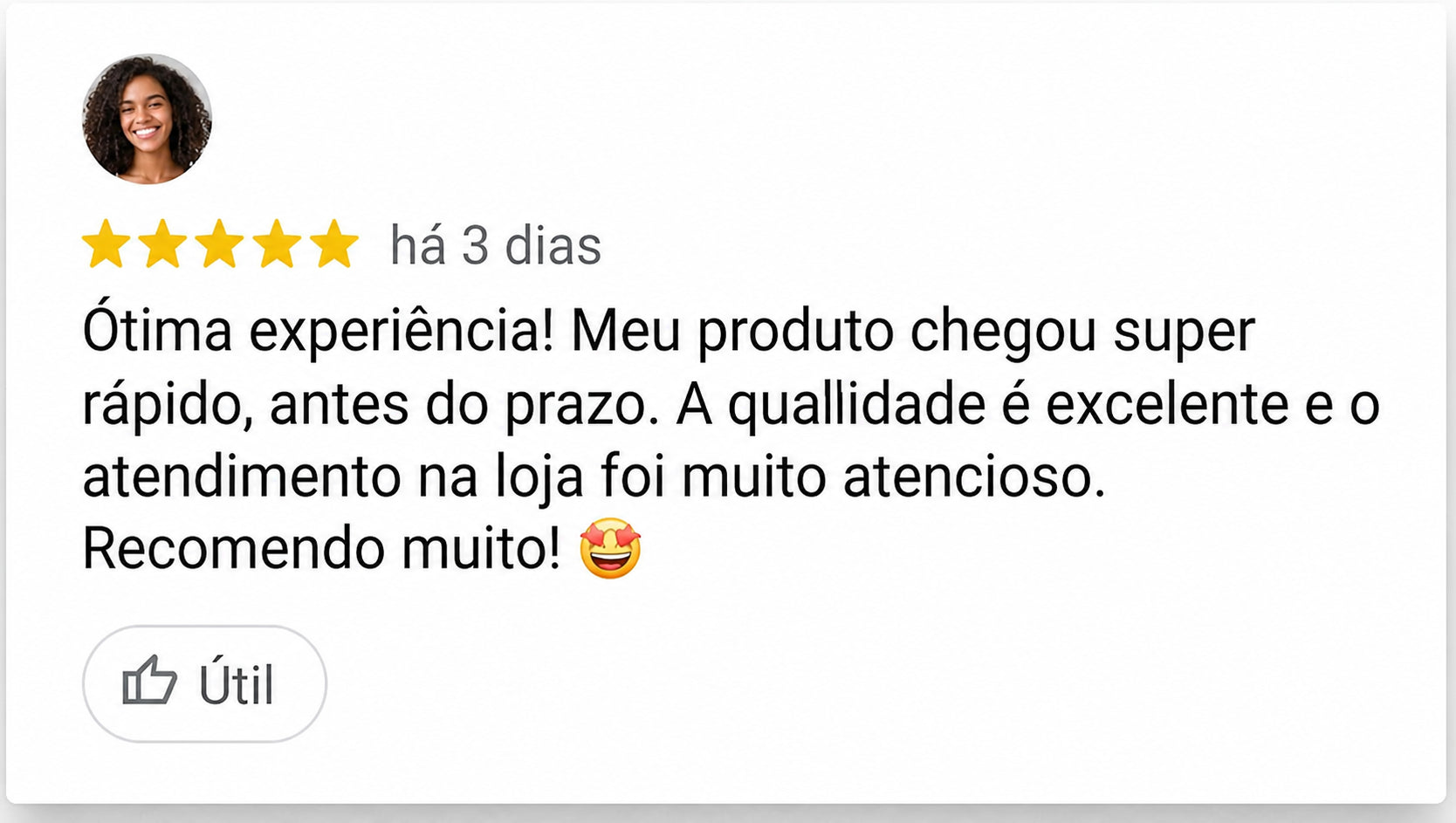 Avaliação de Carlos Mendes sobre entrega rápida